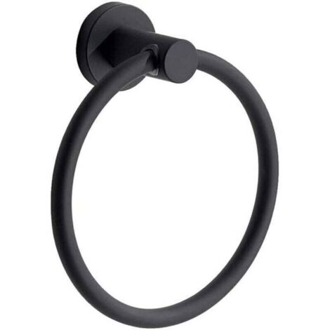 Bardusch-Porte-Serviettes, Anneau Porte Serviettes Mural Givré Noir en Acier Inoxydable 304, Porte Serviette Rond pour Salle de Bain, Cuisine (Noir)