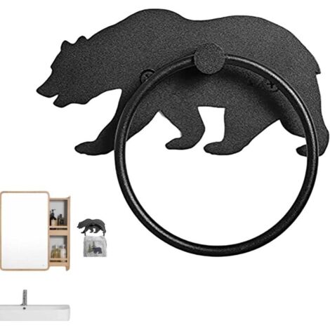 Bardusch-Porte-Serviettes Mural Noir pour Salle de Bain Anneau Porte-Serviettes Noir Mat