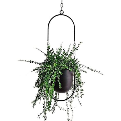 Bardusch - Pot de décoration à suspendre en métal style bohème pour plantes d'intérieur, plantes grasses, cactus (noir)