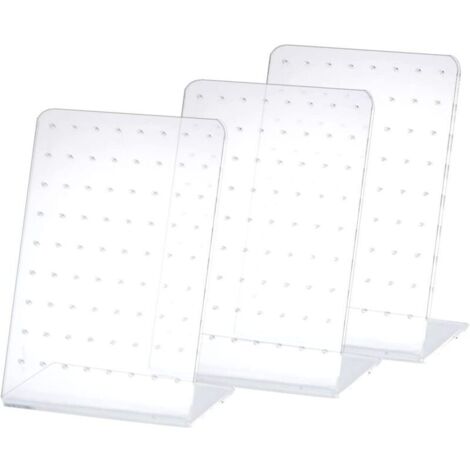 Bardusch-Présentoir boucles d’oreilles acrylique transparent, 72 trous, set de 3 supports bijoux