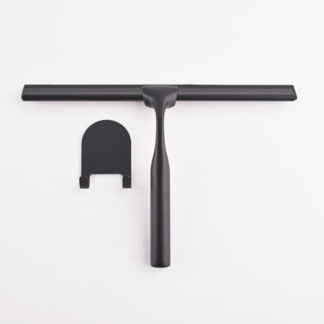 Bardusch-Raclette de Douche en Acier Inoxydable avec Crochet à Ventouse Solide pour Salle de Bain,Cuisine,Miroir,Voiture,fenêtre et Verre,25,4 cm,Noir.