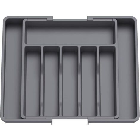 Bardusch-Range-couverts extensible tiroir, réglable plastique – cuillères/fourchettes – gris foncé.