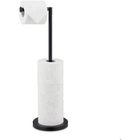 Bardusch - Relaxdays Support de papier-toilette, réserve de 4 rouleaux, support vertical avec pied, 57x21,5x16,5 cm, en fer, noir