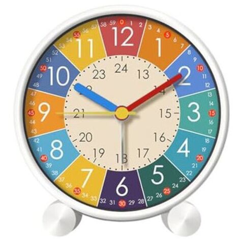 Bardusch-Reveil Enfant Silencieuse,Réveil Silencieux sans Tic-Tac,Horloge de Table,avec Fond Coloré Facile à Lire,Facile d’Apprendre à Li
