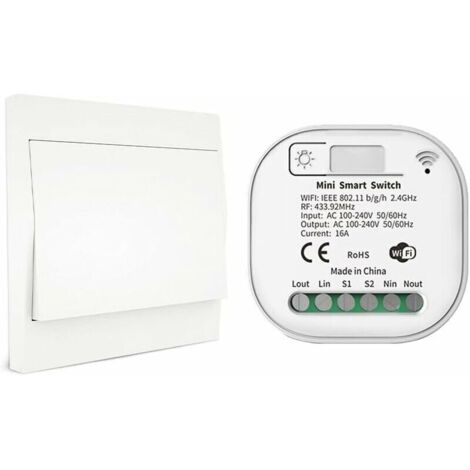 Bardusch-RF433 et WiFi Télécommande sans Fil Interrupteur d'éclairage, Pas de Batterie & câblage & hub requis, Compatible avec Alexa Google Home Tuya Smart Life APP, 1 Commutateur 1 récepteur Kit