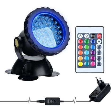 Bardusch-RGB Projecteur Aquarium,sous Marine Eclairage Submersible pour Poisson, LED étanche IP68 Lampe Angle Réglable Lumière avec Télécommande pour Jardin Pond Piscine Fontaine (1 Pack)