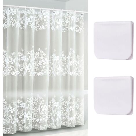 Bardusch-Rideau De Douche À Motif 3D - Imperméable avec Clips, Séparation De Salle De Bain, Anti-Moisissure et Fleurs