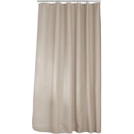 Bardusch-, Rideau de Douche avec Crochets (180 x 200 cm) Quartz Taupe, Jacquard Uni