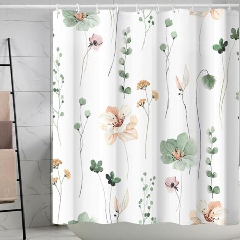 Bardusch-Rideau de douche floral 3D 180 x 200 cm, tissu polyester lavable, épais avec 12 crochets en plastique