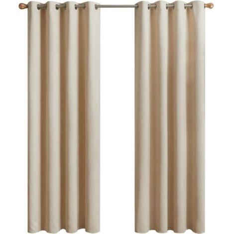 Bardusch - Rideau Thermique Isolant Anti Froid,130 x 160cm (Largeur x Hauteur), Rideaux pour Chambre, à Oeillets,Beige Clair,2 Pièces