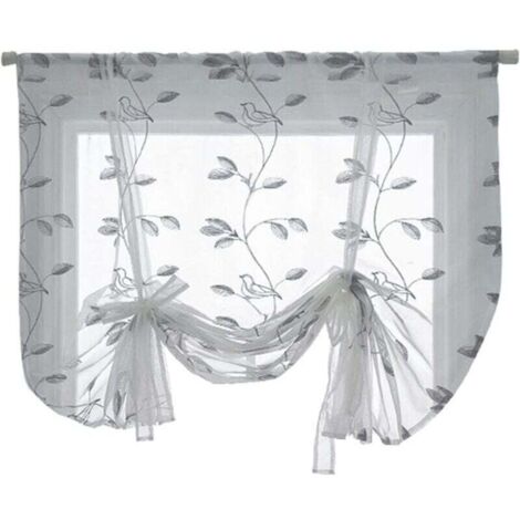 Bardusch-Rideaux de fenêtre écologiques, voile à motifs végétaux, couleur unie, 100 x 120 cm