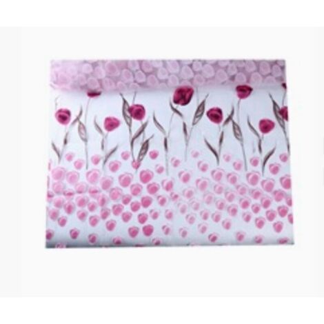 Bardusch - Rideaux en tulle imprimé tulipes roses, panneaux transparents, style champêtre américain