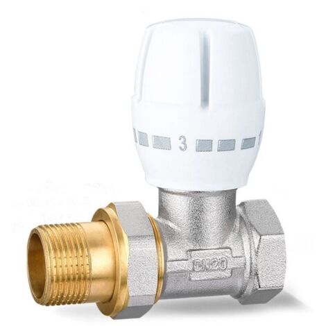 Bardusch-Robinet de Radiateur Thermostatique Droit  3/4，Vanne de régulation de température manuelle droite Dissipateur de chaleur Vanne de régulation de température manuelle（DN20）