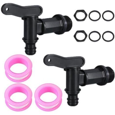 Bardusch - Robinet d'Ecoulement IBC,3/4 Pouces Robinet Cuve Plastique,2 Pièces Robinet Recuperateur Eau de Pluie,Adaptateur de Boîte Rangement