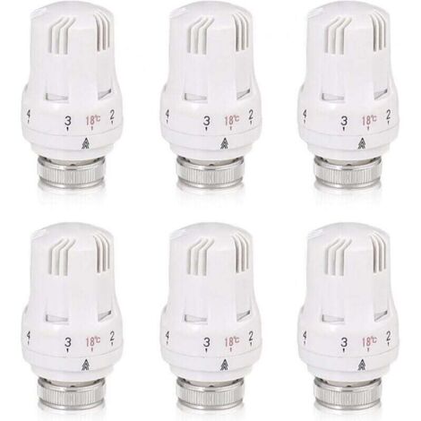 Bardusch-Robinet thermostatique de radiateur, kit de 6 pièces, robinet thermostatique de radiateur, tête thermostatique M30 x 1,5, robinet thermostatique pour bureau et maison (A)   quantités variable