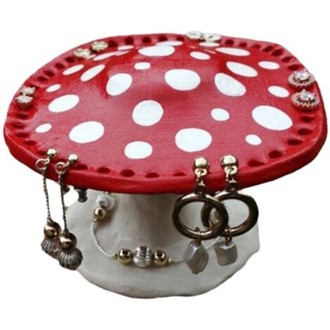 Bardusch-Rouge 26 Trous Champignon Boucle d'oreille Présentoir Résine Boucles d'oreilles Stands Art Décoratif Boucle d'oreille Rack Joli Porte-Bijoux