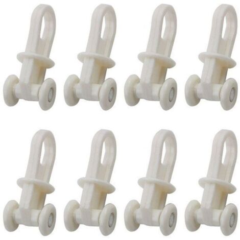 Bardusch - Rouleau de rail de rideau SOURCING MAP 8,5mm Diamètre Glisseur Roulette Roue Rail Voilage Store Plastique Blanc 8Pcs