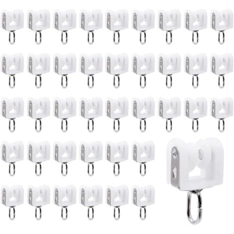 Bardusch-Rouleaux de Rail de Rideau,40 pièces Rouleaux de Rail de Rideau en Plastique à Deux Roues,pour Accessoires Rideaux dans Salles de Chambres(Blanc)