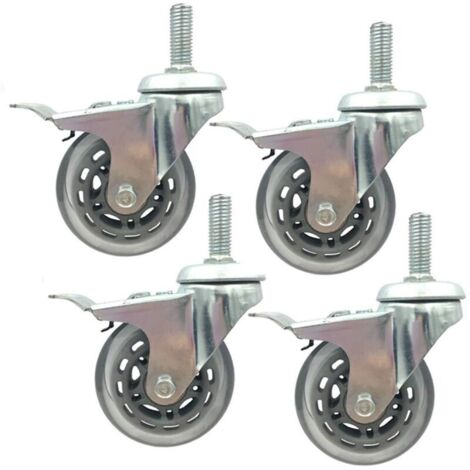 Bardusch-Roulettes meuble robustes 75 mm PU, tige 30 mm, frein, charge 135 kg, lot de 4 pièces M12