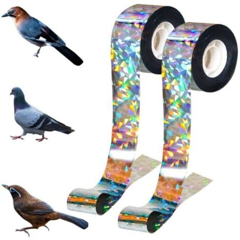 Bardusch - Ruban Répulsif Anti-Oiseaux, 2 Rouleaux de 2,5cm80m Ruban Effaroucheur Oiseaux, Bande Repulsive Anti Oiseaux Pigeon