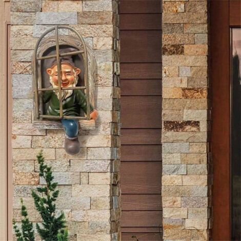 Bardusch - Sculpture de jardin Elf Out the Door, résine, décorative et créative, nain de jardin en position de câlin, idéal pour l'extérieur
