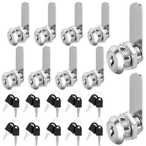 Bardusch-Serrure de boîte aux lettres 20 mm, lot de 10, serrure de casier avec clé, une clé commande une serrure de boîte aux lettres, serrure de boîte aux lettres adaptée aux portes d'une épaisseur m