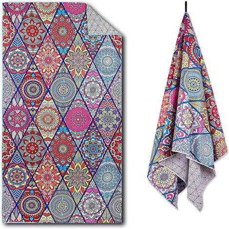 Bardusch-Serviette plage microfibre XXL 80×160 cm recto verso, poche, anti-sable, séchage rapide