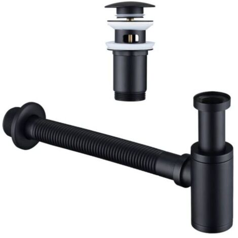 Bardusch Siphon de lavabo avec bonde de vidage, siphon universel en laiton avec bouchon de lavabo et orifice de nettoyage