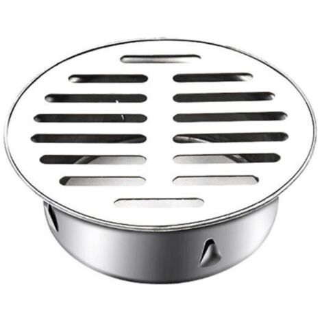 Bardusch-Siphon de Sol en Acier Inoxydable Rond Siphon de Sol Anti-Blocage pour Balcon, Couvercle de Siphon de Sol(110mm Bouche Plate)