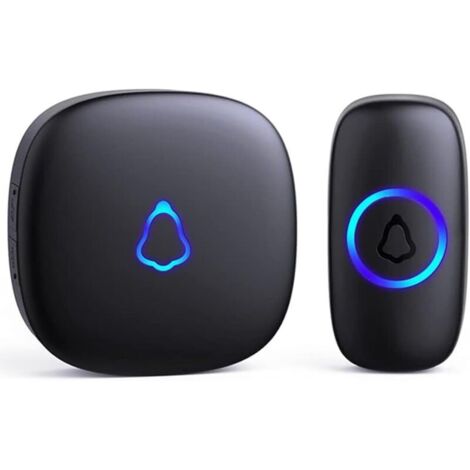 Bardusch-Sonnette sans Fil Exterieur Etanche, Doorbell avec 1 Récepteur + 1 Émetteur À Pile, 58 Mélodies Carillon, 5 Niveaux Volume 120 DB, LED, 300m Longue Portée Sonette pour Maison,Appartement, Noi