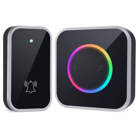 Bardusch - Sonnette sans fil,étanche IP66,400 m,batterie RGB amovible,sonnette sans fil d'extérieur,60 mélodies et 5 niveaux pour la maison