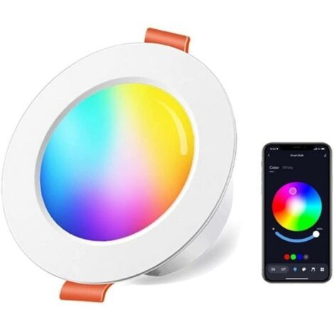 Bardusch-Spot Encastré LED 10W (Équivalent à 80W) RGB Dimming Couleur RGBW IP44 3000 6500K Rond Dimmable Télécommande Encastré (Ensemble de 4)