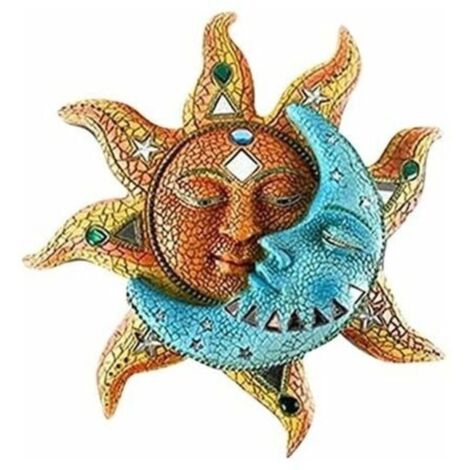 Bardusch-Statue murale en métal avec visage de soleil et de lune, décoration murale pour la maison, décoration de jardin, décoration murale décorative en fer à suspendre