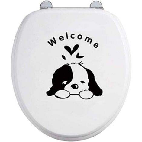 Bardusch-Stickers muraux Dessin Animé Mignon Chiot Autocollants Toilettes Imperméables Décor À La Maison pour Salle De Bain Décor Robuste