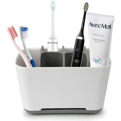 Bardusch-Support amovible 4 compartiments pour brosse électrique, avec espace dentifrice et fond antidérapant