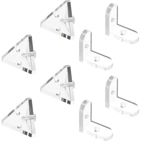 Bardusch Support d'angle en acrylique, équerres transparentes à angle droit à 3 trous et support d'angle en forme de L 90 degrés avec rivets transparents pour boîte de présentation