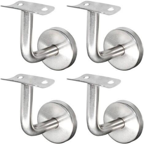 Bardusch-Support de rampe d'escalier en acier inoxydable 304, fixation murale, garde-corps en bois, argent (4 pièces)