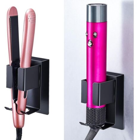 Bardusch-Support mural noir autocollant sans perçage pour sèche-cheveux, lisseur et fer à friser, salle de bain