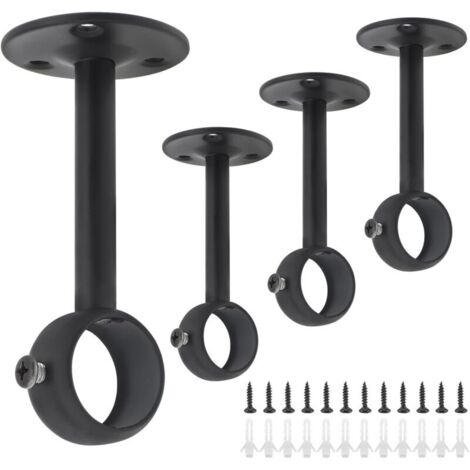 Bardusch-Supports pour tringles à rideaux, 4 pièces Acier inoxydable Robuste Support de tringle à rideau pour plafond pour tringles à rideaux de 25 mm (4, 25MM)