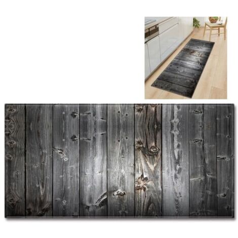 Bardusch - Tapis Absorbant Antidérapant - Polyester - Modèle Bois - Lavable en Machine - 40 x 120 cm - Gris