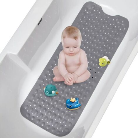 Bardusch-Tapis bain antidérapant 10140.5cm, puissantes ventouses, gris, résiste moisissures.