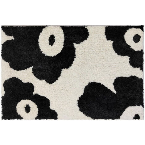 Bardusch-Tapis de bain mignon à fleurs noires en microfibre, doux, moelleux, absorbant, à séchage rapide, antidérapant, lavable, pour salle de bain, entrée de douche et baignoire, 40 x 60 cm..//