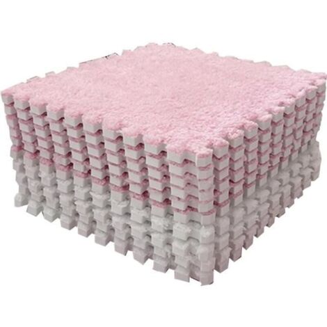 Bardusch - Tapis de sol emboîtable en mousse pelucheuse Tapis de sol en mousse en peluche, 10 puericulture d\'eveil Rose Blanc
