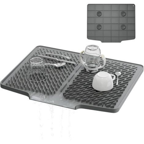 Bardusch-Tapis séchage silicone 40×32 cm, rainures, résistant 230°C, léger/pliable.