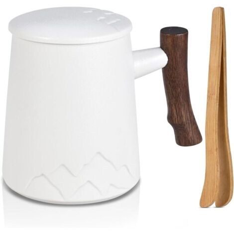 Bardusch-Tasse thé céramique grande capacité, poignée bois, pinces thé, infuseur