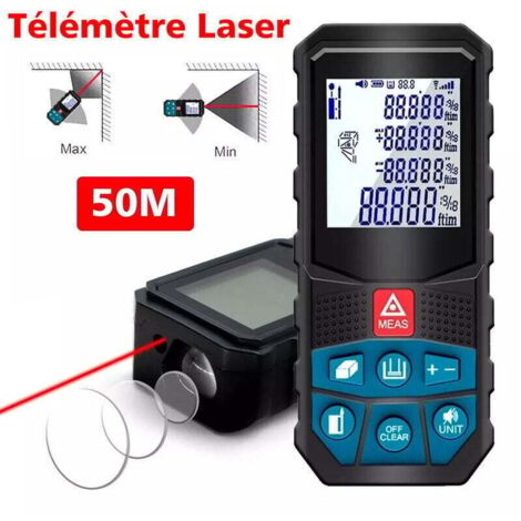Bardusch-Télémètres laser 50m, SDLOGAL, Ecart 2mm, 20 Données, mesure de la Distance, écran LCD, étanche Ip54,Piles non incluses