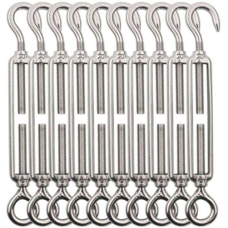 Bardusch - Tendeur de Câble - Acier Inoxydable - M5 - 10 Pièces - Crochet et Œil - Résistant à la corrosion