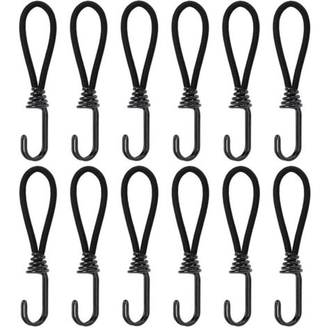 Bardusch-Tendeurs Élastiques avec Crochets, 15cm Elastique Corde en Caoutchouc avec Attaches pour Pavillon, Bâche, Camping, Tente, Rideaux Harnais d’Extension, 12Pcs