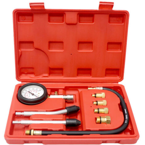 Bardusch-Testeur de Compression, Coffret de compressiomètre Set de compresseur pour Tous Moteurs Deux Kfz M10 M12 M14 M18 0-20 bar & 0-300 psi