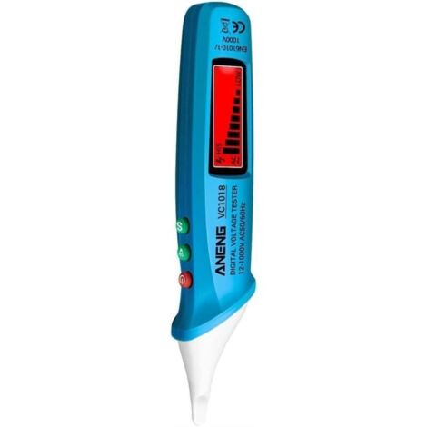 Bardusch Testeur de tension numérique LCD sans contact 12 V-1000 V Testeur de stylo multifonctionnel Détecteur de tension AC/DC Crayon de test de batterie de continuité électrique avec alarme sonore e
